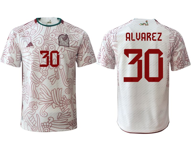 Men 2022 World Cup National Team Mexico away aaa version white #30 Soccer Jerseys->mexico jersey->Soccer Country Jersey